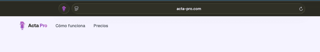 Acta Pro abierto en Safari con el ícono de la extensión junto a la barra de direcciones